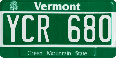 VT license plate YCR680