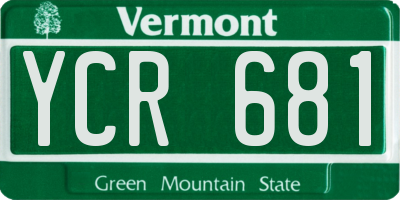 VT license plate YCR681