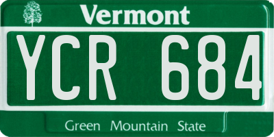 VT license plate YCR684