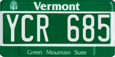 VT license plate YCR685