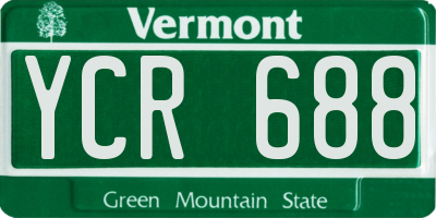 VT license plate YCR688