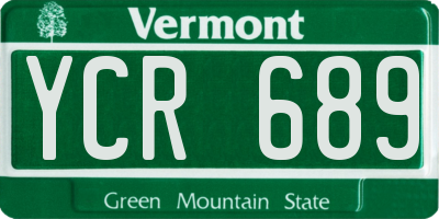 VT license plate YCR689