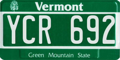 VT license plate YCR692