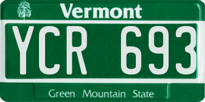 VT license plate YCR693