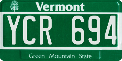 VT license plate YCR694