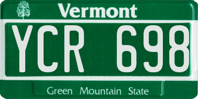 VT license plate YCR698