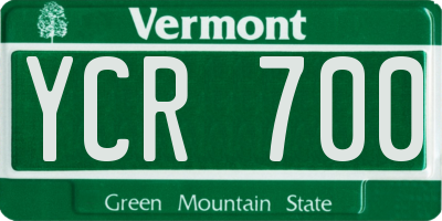 VT license plate YCR700