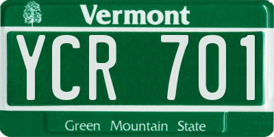 VT license plate YCR701