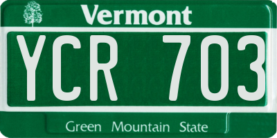 VT license plate YCR703