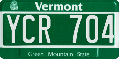 VT license plate YCR704