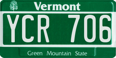 VT license plate YCR706