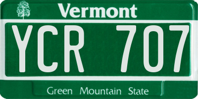 VT license plate YCR707