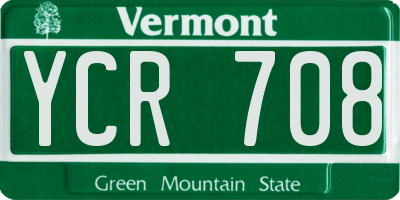 VT license plate YCR708