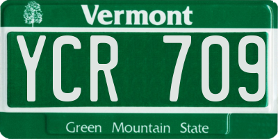 VT license plate YCR709
