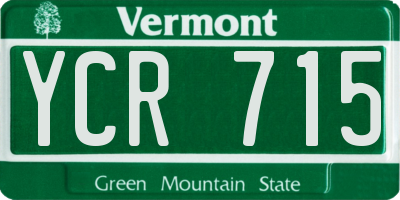 VT license plate YCR715