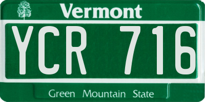 VT license plate YCR716
