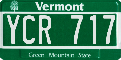 VT license plate YCR717