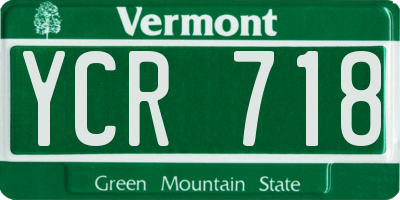 VT license plate YCR718