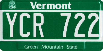VT license plate YCR722