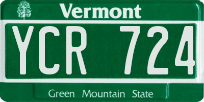 VT license plate YCR724