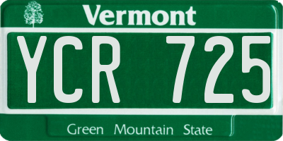 VT license plate YCR725