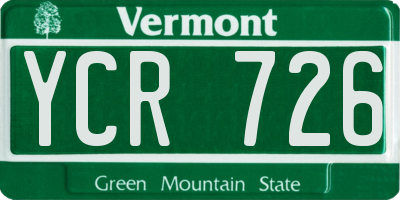 VT license plate YCR726
