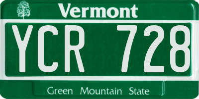 VT license plate YCR728