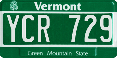 VT license plate YCR729