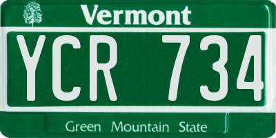VT license plate YCR734
