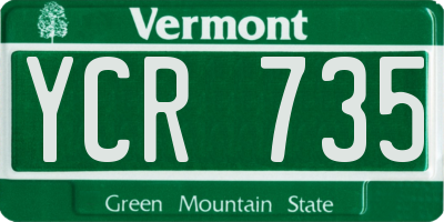 VT license plate YCR735