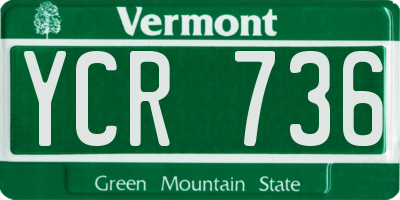 VT license plate YCR736