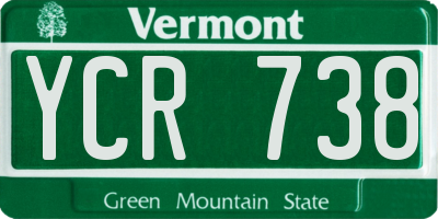 VT license plate YCR738