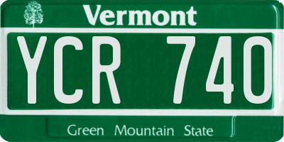 VT license plate YCR740