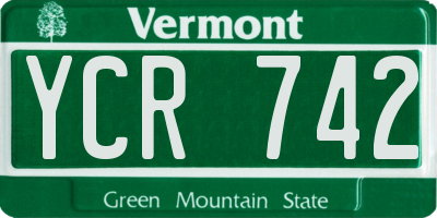 VT license plate YCR742