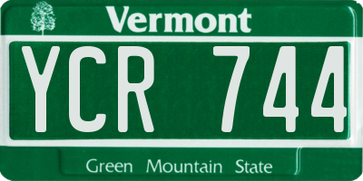 VT license plate YCR744