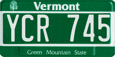 VT license plate YCR745