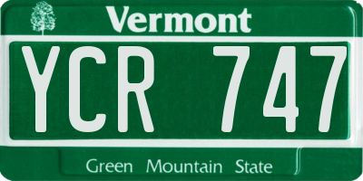 VT license plate YCR747