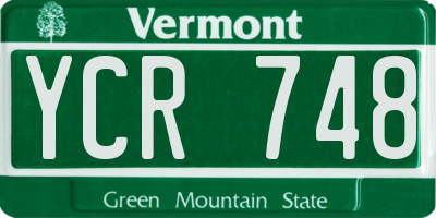 VT license plate YCR748