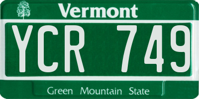 VT license plate YCR749