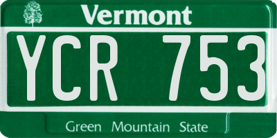VT license plate YCR753