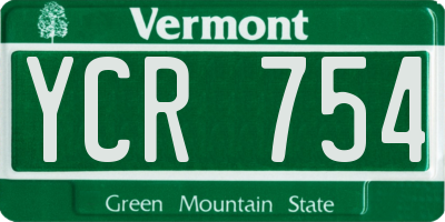 VT license plate YCR754