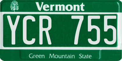 VT license plate YCR755