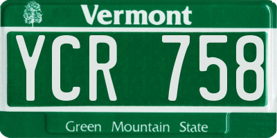 VT license plate YCR758