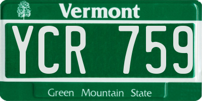 VT license plate YCR759