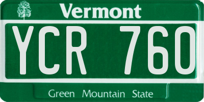 VT license plate YCR760