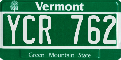 VT license plate YCR762