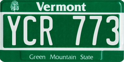 VT license plate YCR773
