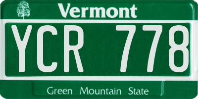 VT license plate YCR778