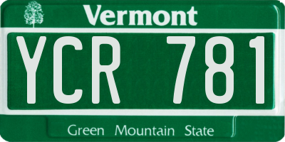 VT license plate YCR781