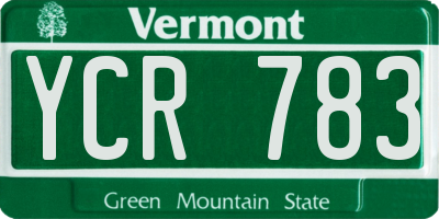 VT license plate YCR783